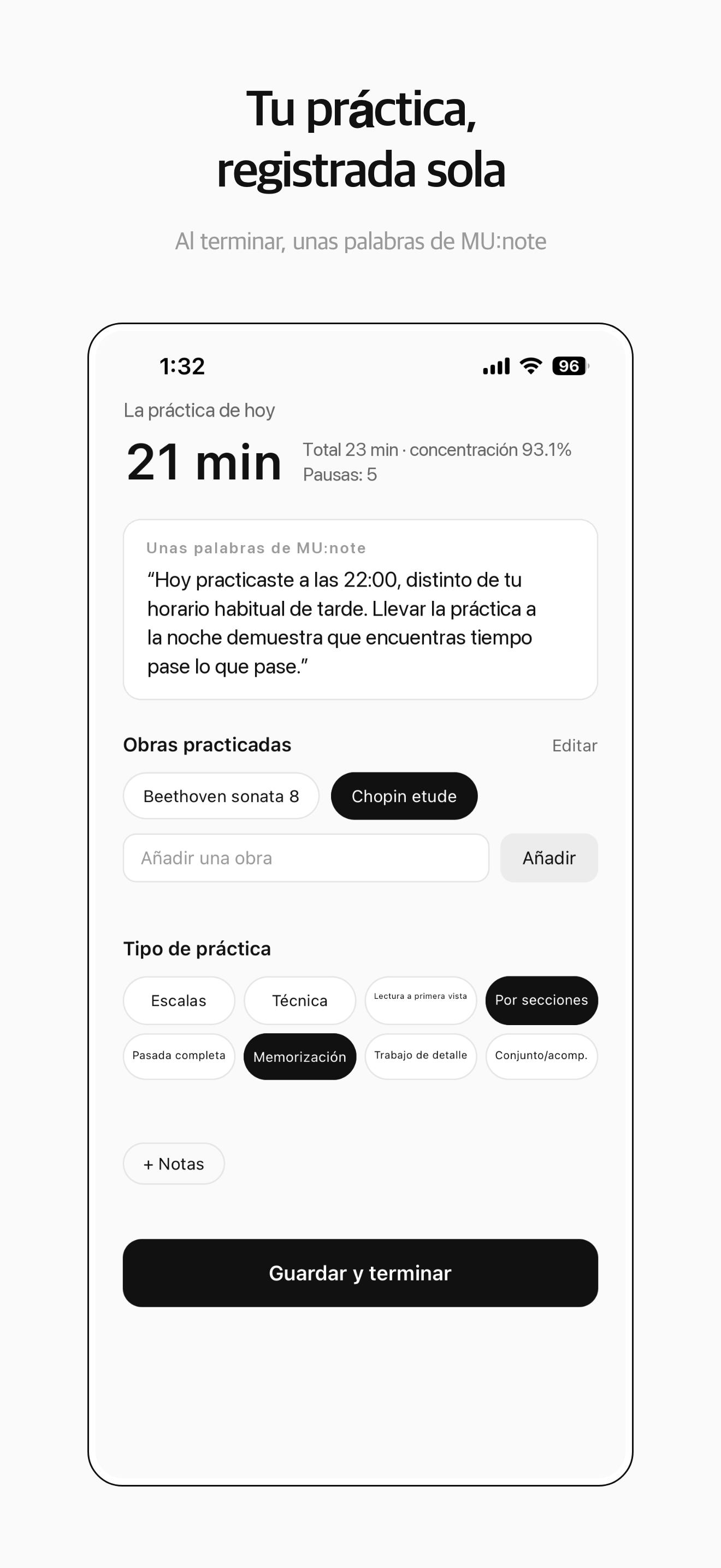 Reflexión — tu práctica, registrada automáticamente